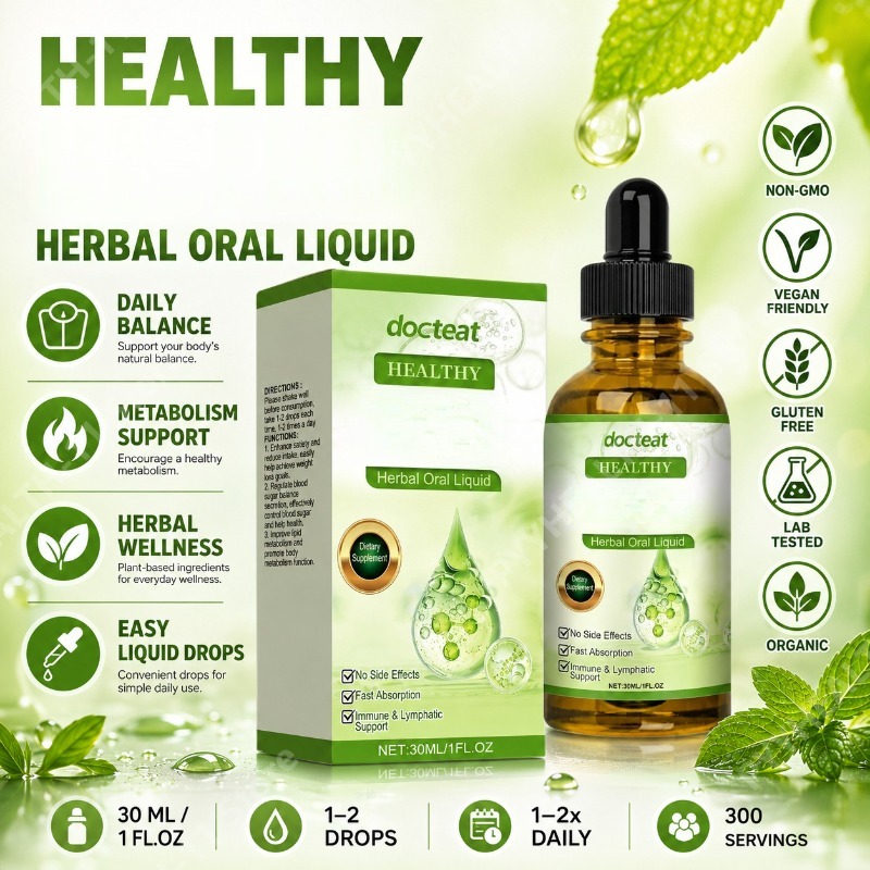 Herbal Wellness Liquid - สารสกัดจากใบสะระแหน่และวิตามินบี1 ชนิดหยด บำรุงร่างกายทุกวันเพื่อสุขภาพทั่วถึงและไลฟ์สไตล์ที่ดีต่อสุขภาพ 30 มล.