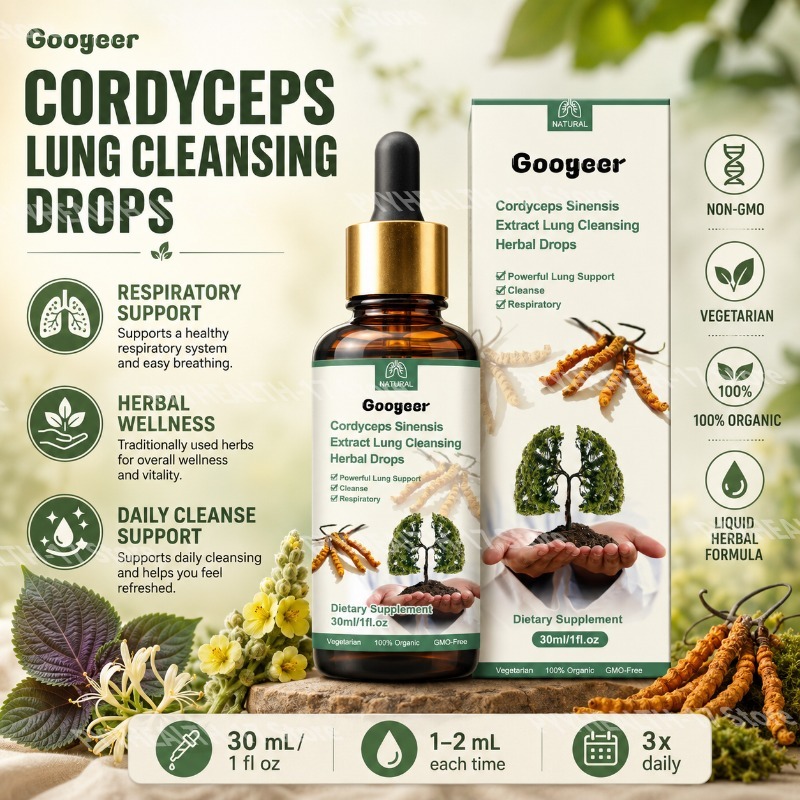 Herbal Wellness Liquid - กูเกียร์ คอร์ดิเซปส์ ดรอปส์ ผลิตภัณฑ์เสริมอาหารสมุนไพรชนิดน้ำ บำรุงระบบทางเดินหายใจ ไม่มีสารปรุงแต่ง